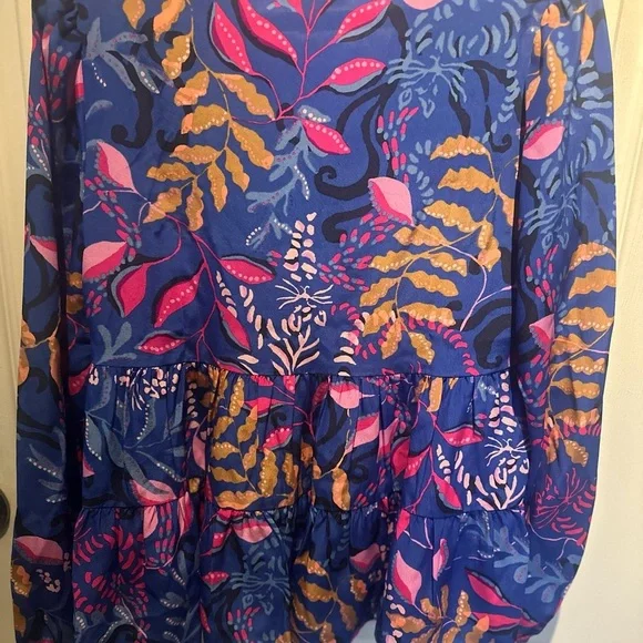 Lilly Pulitzer $198 Sarita Silk Top,  Absolute Purrfection, Size 0 NWT BOHO - Picture 9 of 10